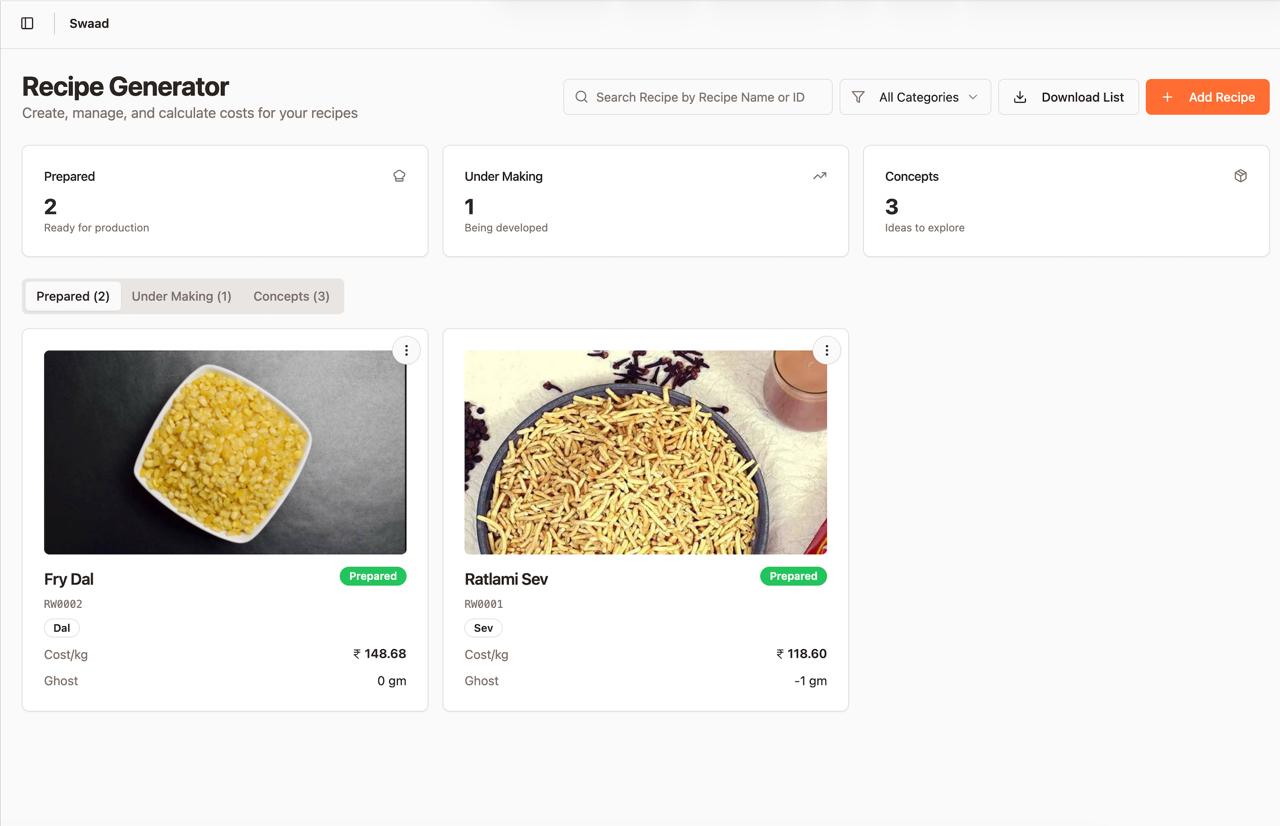 Swaad · Save your event menus once